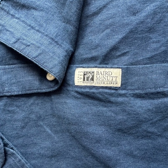 NWT J. Crew x Baird McNutt Irish Linen Button Down Shirt in Navy Blue, Medium - Picture 5 of 5
